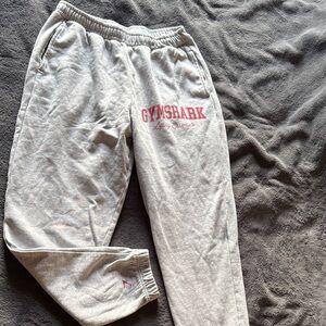 Gymshark Light Gray Sweatpants with Red Logo
